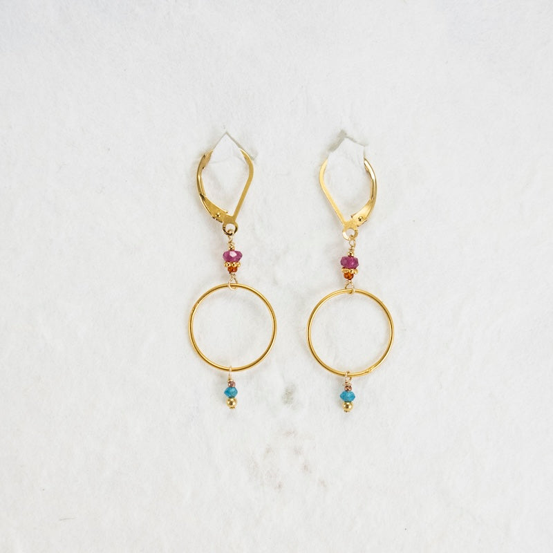 14K Gold Fill, Ruby & Apatite Earrings