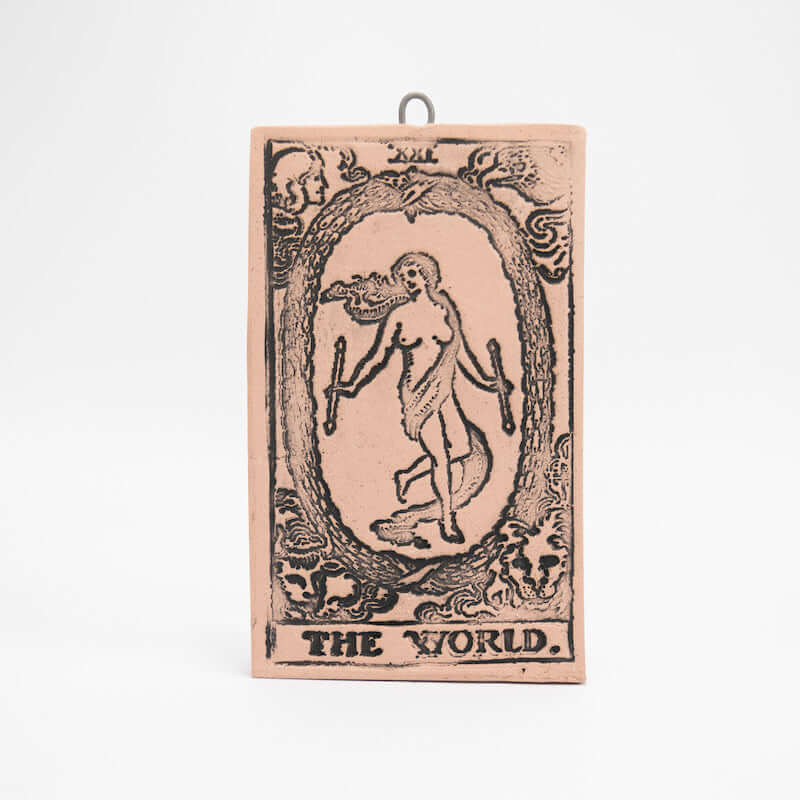 The World Ceramic Hanging Tarot Card from Mud Wizards at Pinch in Northampton, MA