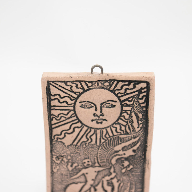 The Sun Ceramic Hanging Tarot Card from Mud Wizards at Pinch in Northampton, MA