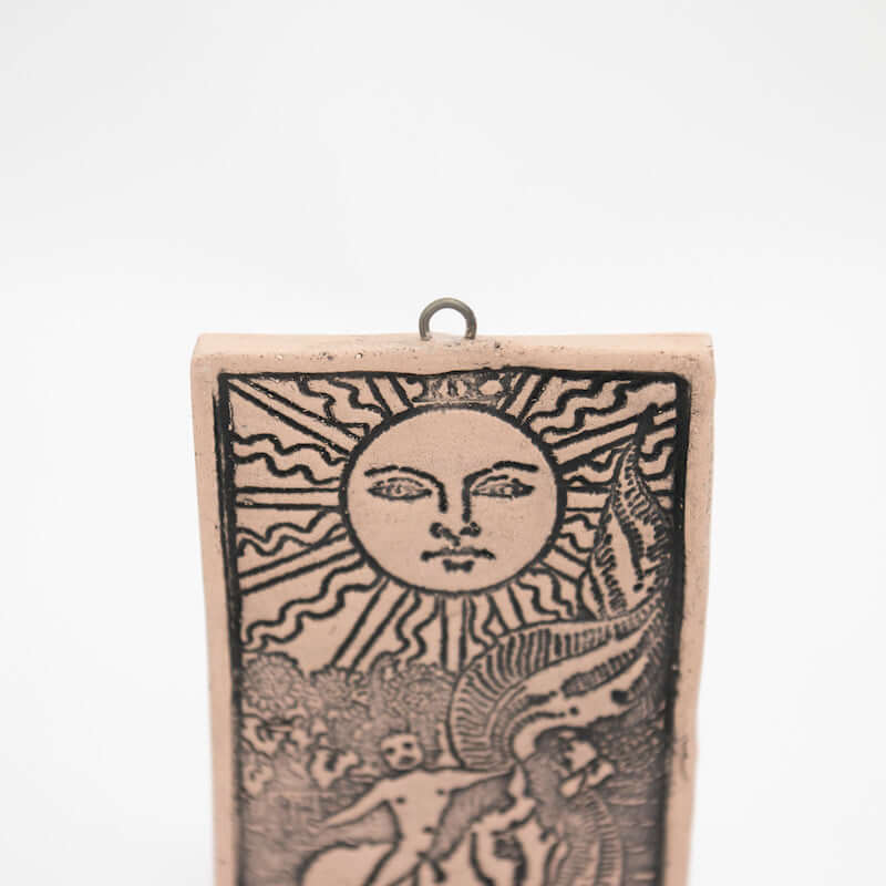 The Sun Ceramic Hanging Tarot Card from Mud Wizards at Pinch in Northampton, MA