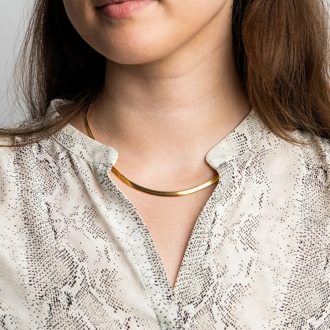 Gold Herringbone 18" Chain Necklace