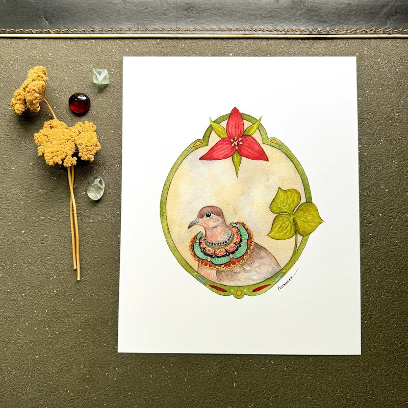 Floral Flight Crew: Mourning Dove of Trillium 8x10 Print from Polanshek of the Hills at Pinch in Northampton, MA