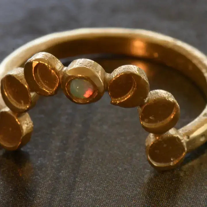Whisper of the Moons Ring in Bronze with White Opal at PINCH
