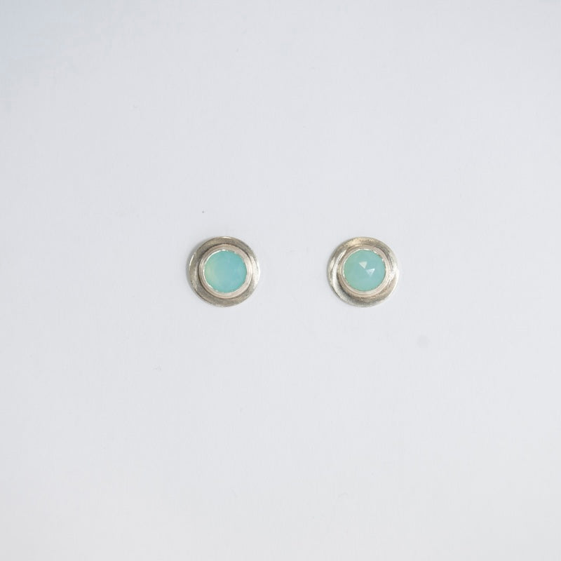 Button Earrings with Chalcedony from Little Cat Metals at Pinch in Northampton, MA
