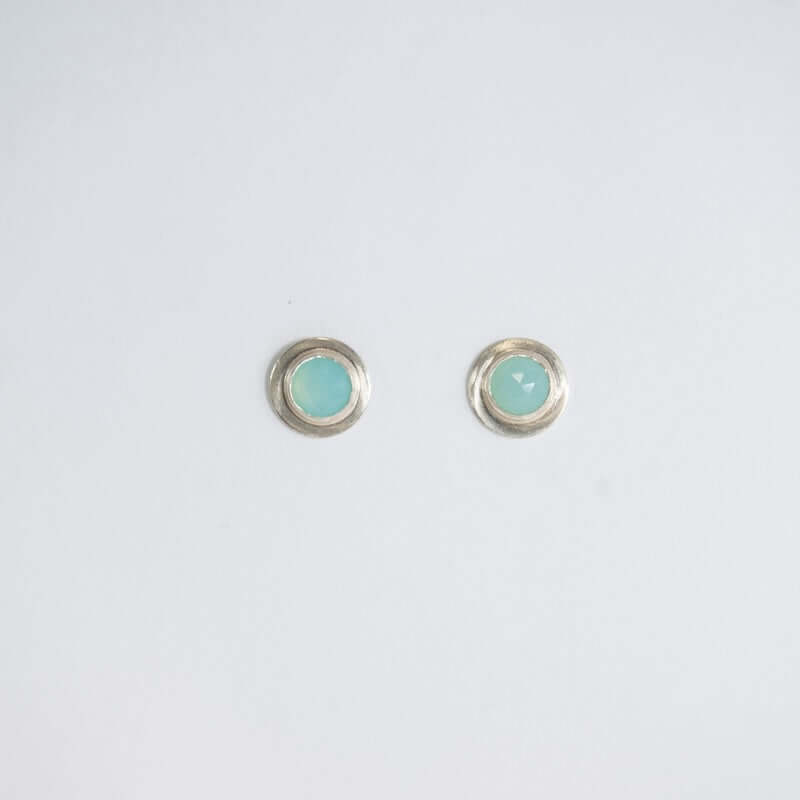Button Earrings with Chalcedony at PINCH