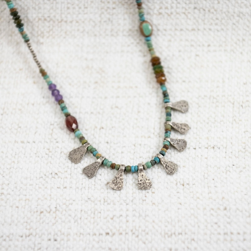 Eight Triangles Turquoise and Silver Necklace