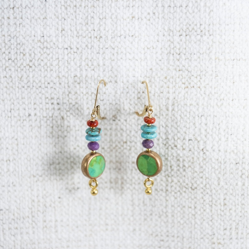 Round Turquoise Raindrop Earrings