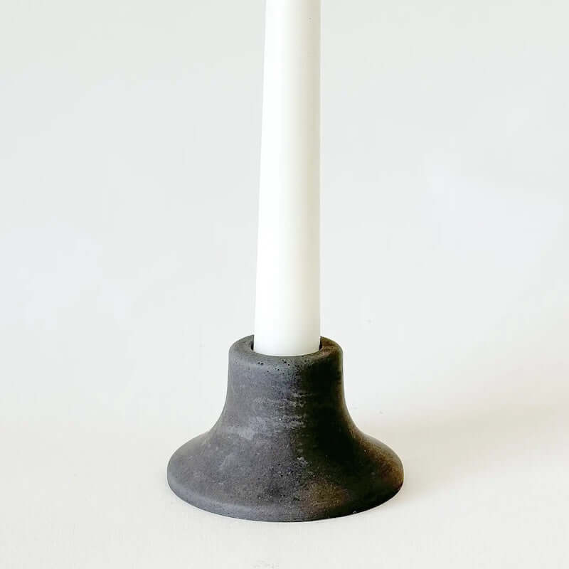 Mina Short Taper Candle Holder in Coal from Sunday Nomad at Pinch in Northampton, MA