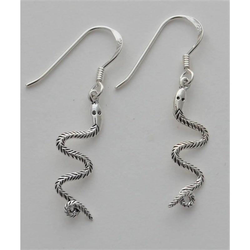 Snake Earrings with French Wire in Sterling Silver from semaki & bird at Pinch in Northampton, MA