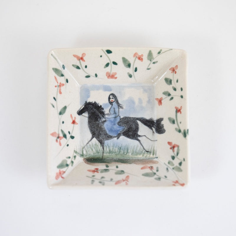 Square Dish with Woman Riding a Horse from Megan Hart at Pinch in Northampton, MA