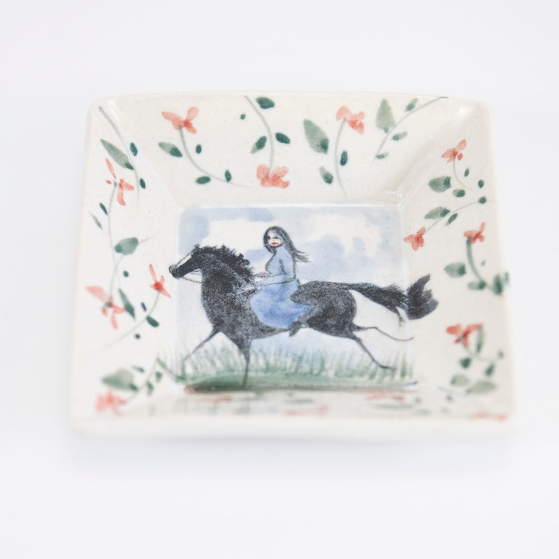 Square Dish with Woman Riding a Horse from Megan Hart at Pinch in Northampton, MA