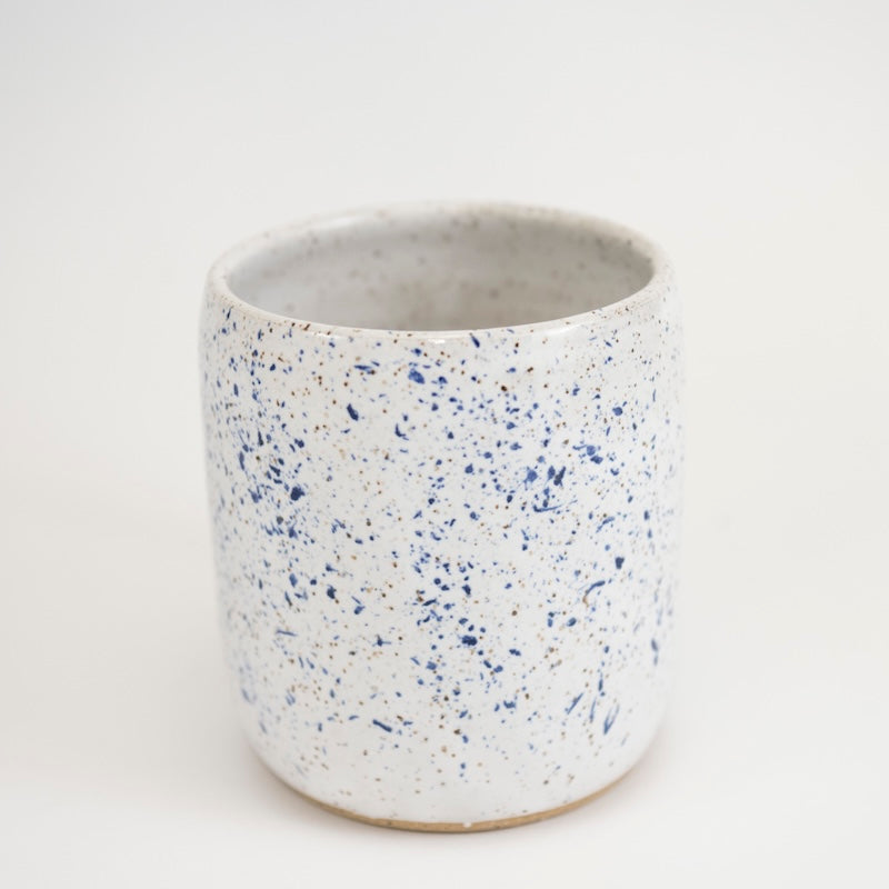 Blue Splatter Stoneware Mug from Carmiclay at Pinch in Northampton, MA
