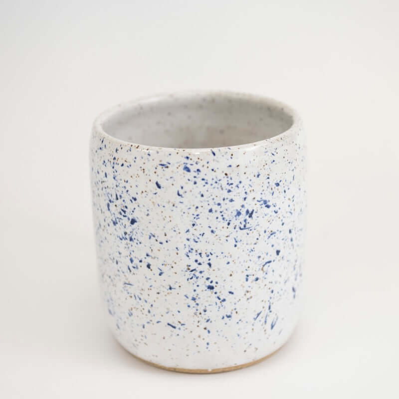 Blue Splatter Stoneware Mug from Carmiclay at Pinch in Northampton, MA