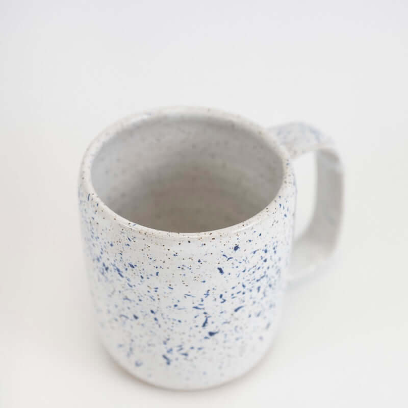 Blue Splatter Stoneware Mug from Carmiclay at Pinch in Northampton, MA