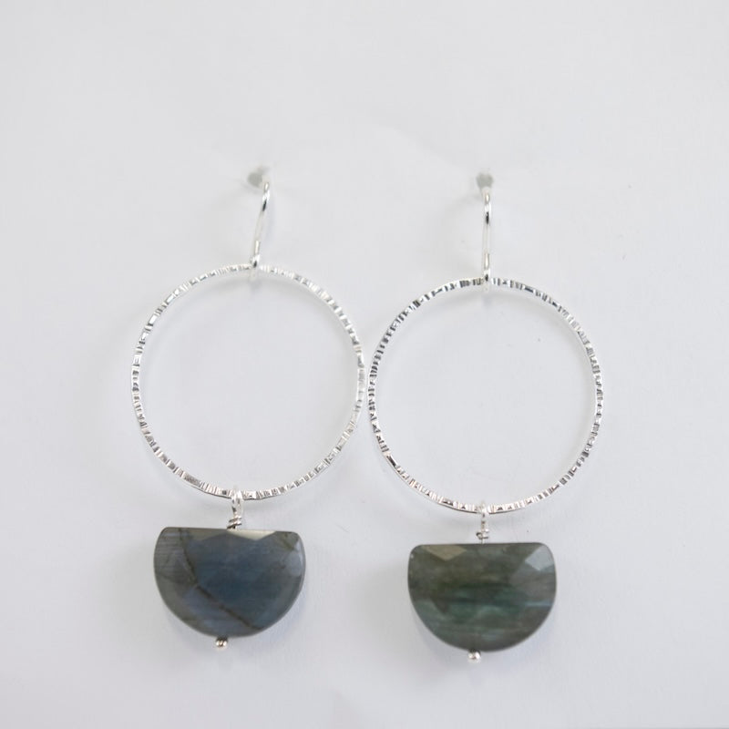 Half Dome Earrings with Labradorite