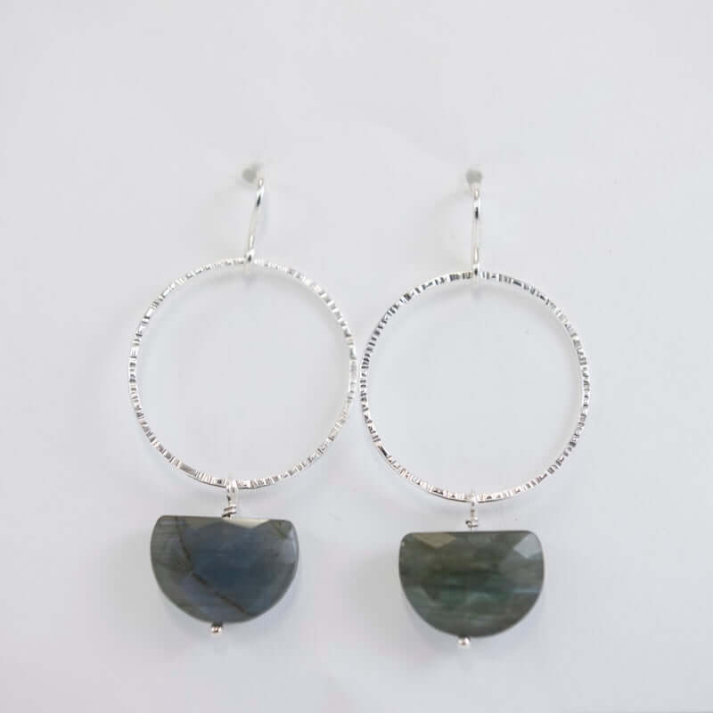 Half Dome Earrings with Labradorite at PINCH
