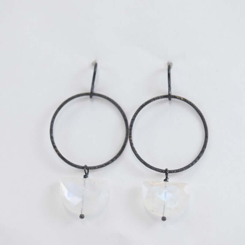 Half Dome Earrings with Moonstone at PINCH