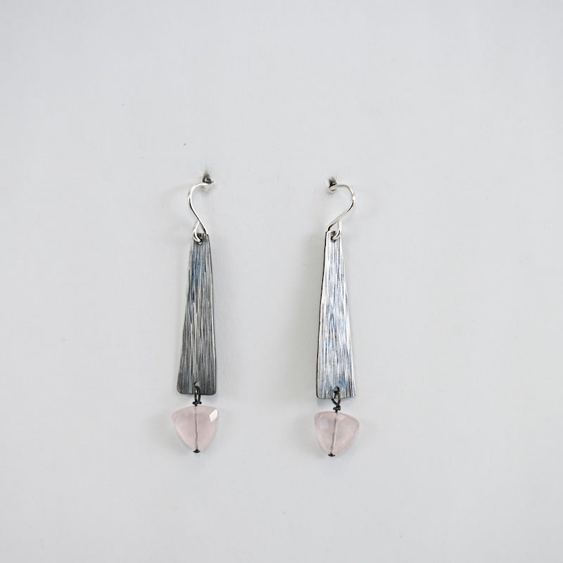 Geometric Dangle Earrings with Rose Quartz from Mary Risley at Pinch in Northampton, MA