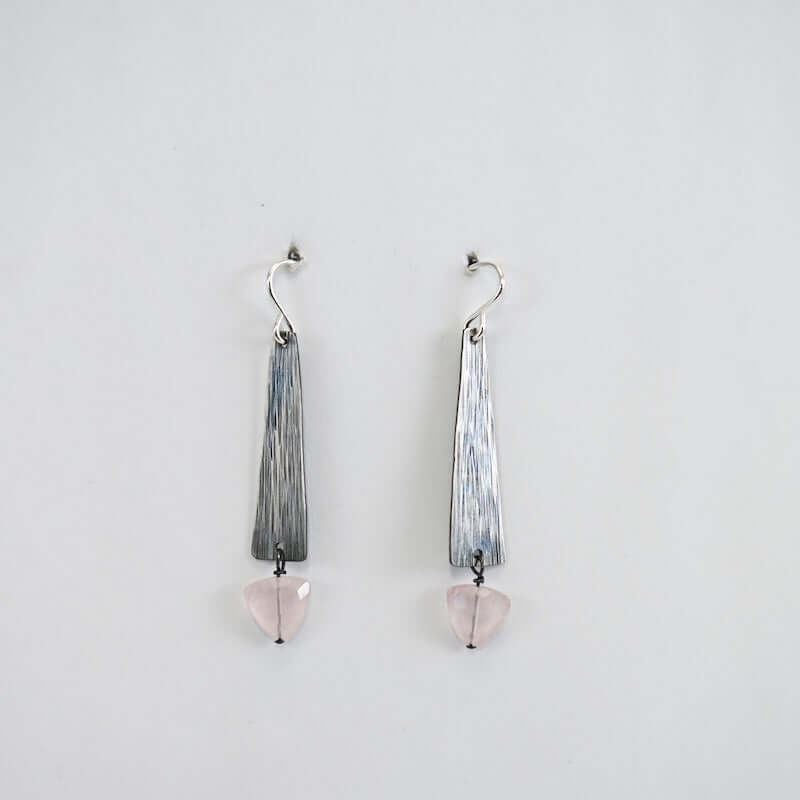 Geometric Dangle Earrings with Rose Quartz from Mary Risley at Pinch in Northampton, MA