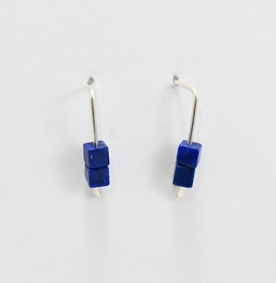 Sterling Silver Hook Earrings with Lapis from Mary Risley at Pinch in Northampton, MA