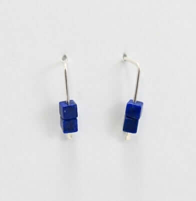 Sterling Silver Hook Earrings with Lapis from Mary Risley at Pinch in Northampton, MA