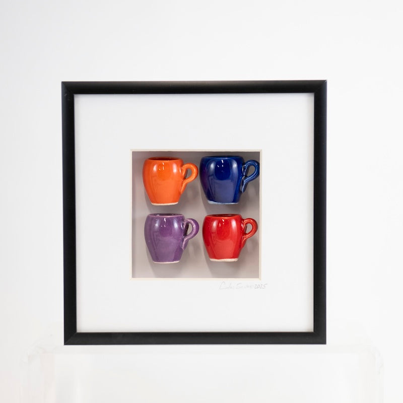 6x6 Shadowbox with Multicolor Mugs in a Black Frame from Carlos Silva at Pinch in Northampton, MA