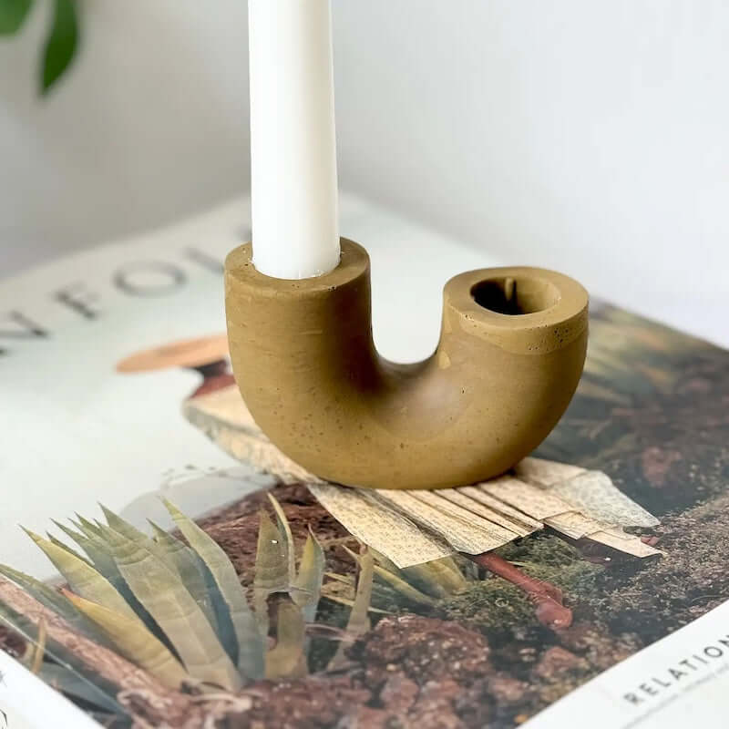 Dya Double Taper Candle Holder in Olive from Sunday Nomad at Pinch in Northampton, MA