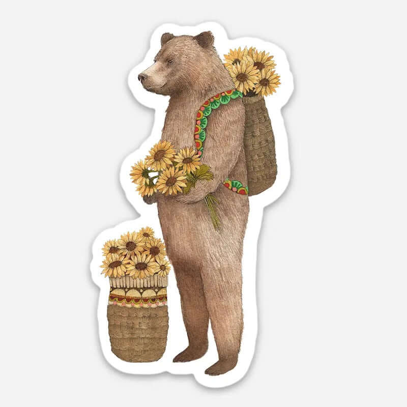 Sunflower Bear Sticker from Polanshek of the Hills at Pinch in Northampton, MA