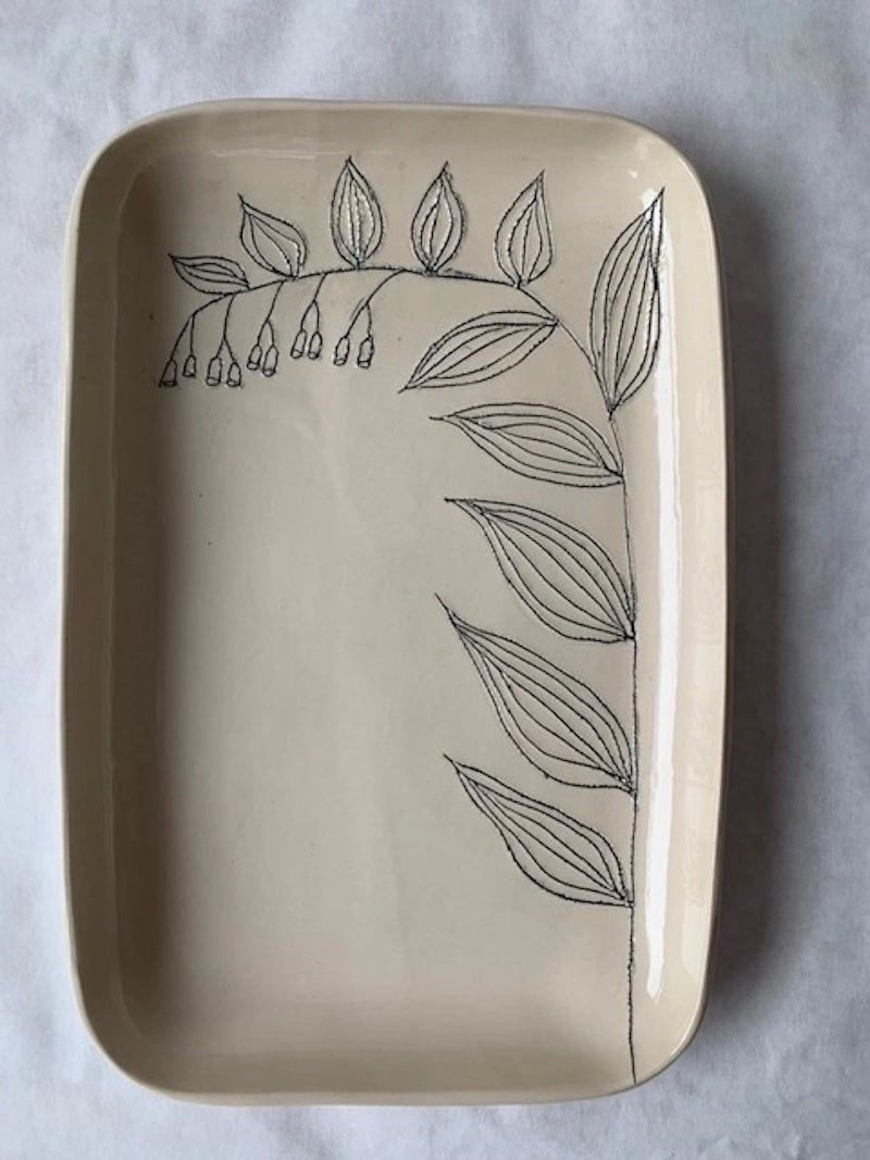 Rounded Tray with Solomon's Seal from CSF Ceramics at Pinch in Northampton, MA