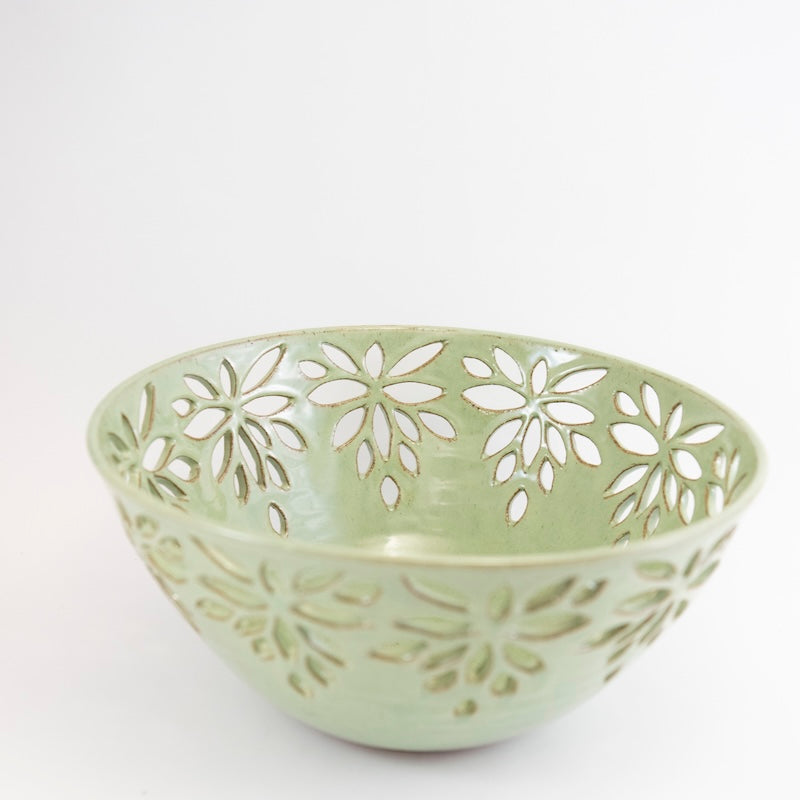 Large Lace Bowl in Green Glaze from Joy Friedman at Pinch in Northampton, MA