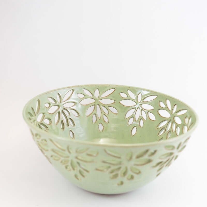 Large Lace Bowl in Green Glaze from Joy Friedman at Pinch in Northampton, MA