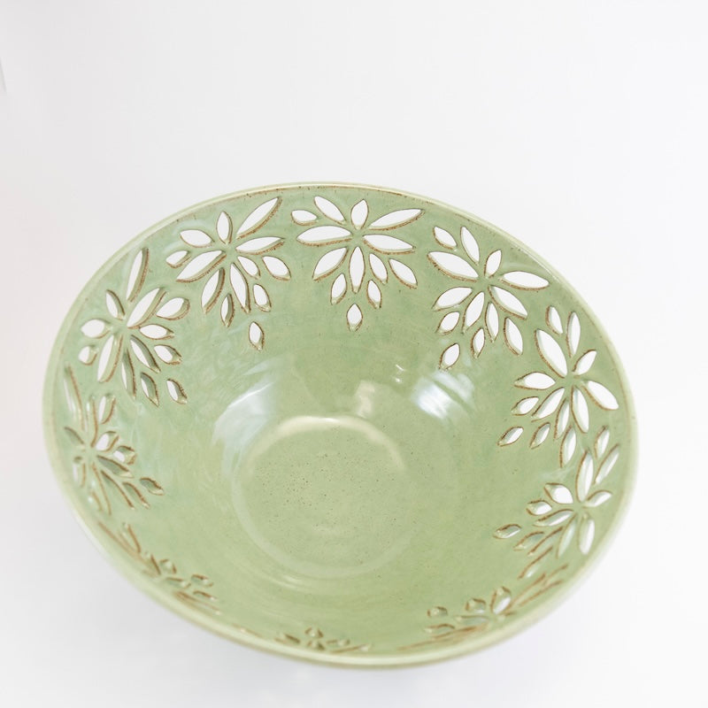 Large Lace Bowl in Green Glaze from Joy Friedman at Pinch in Northampton, MA