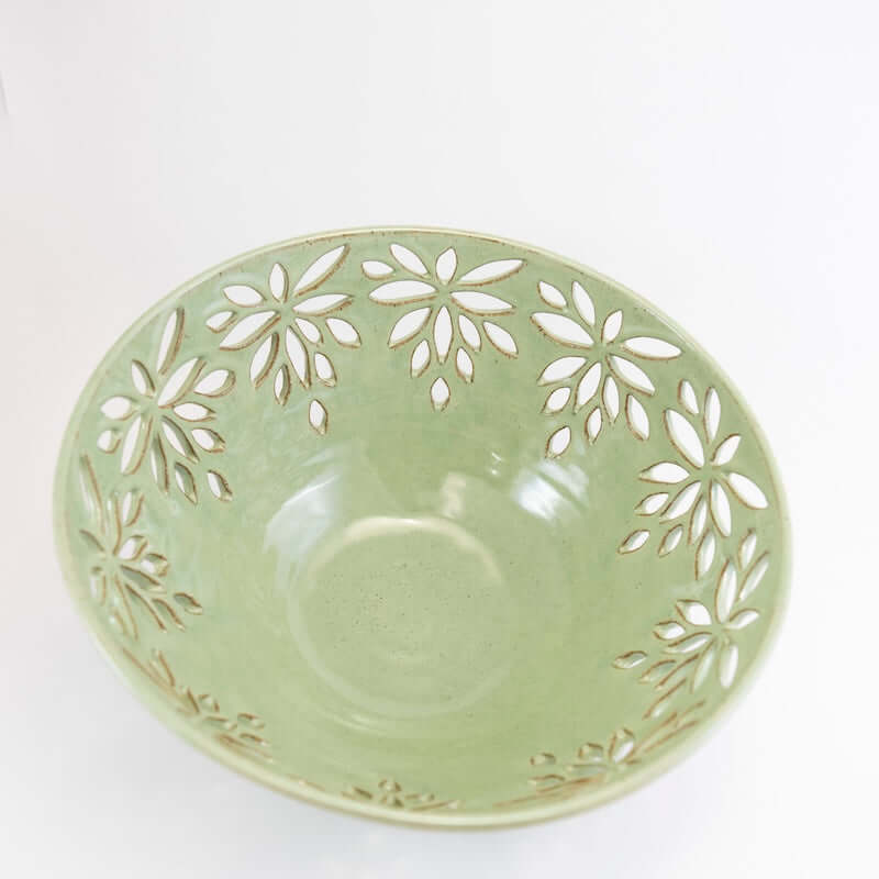 Large Lace Bowl in Green Glaze from Joy Friedman at Pinch in Northampton, MA
