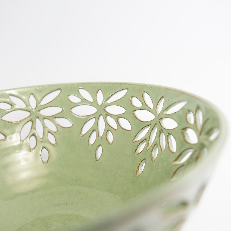 Large Lace Bowl in Green Glaze from Joy Friedman at Pinch in Northampton, MA