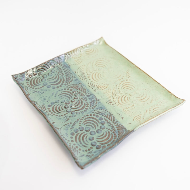 Textured Rectangular Tray in Mist Glaze from Joy Friedman at Pinch in Northampton, MA