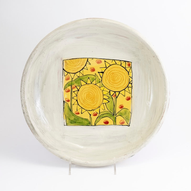 Large Shallow Bowl with Sunflowers from Donna McGee at Pinch in Northampton, MA
