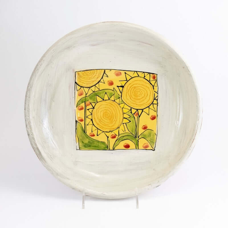 Large Shallow Bowl with Sunflowers from Donna McGee at Pinch in Northampton, MA
