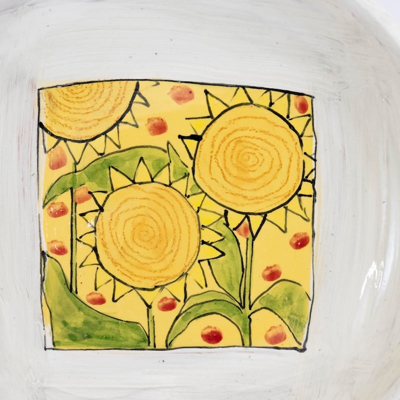 Large Shallow Bowl with Sunflowers from Donna McGee at Pinch in Northampton, MA