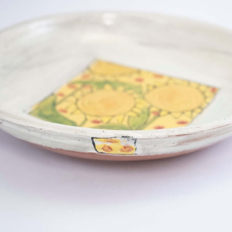 Large Shallow Bowl with Sunflowers from Donna McGee at Pinch in Northampton, MA