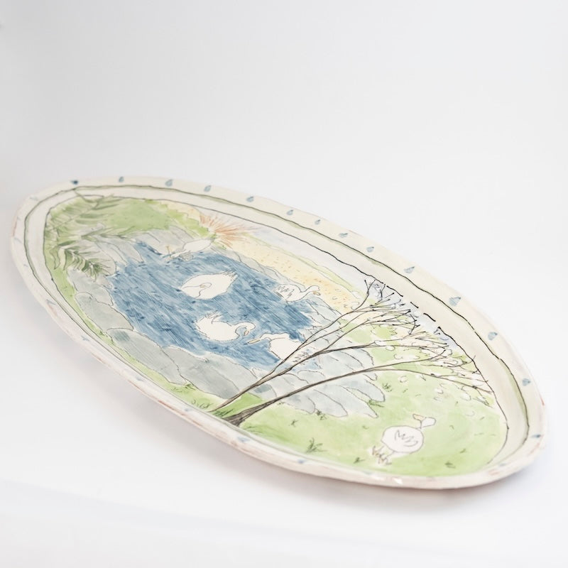 Large Ellipse Platter with Ducks in Pond from Donna McGee at Pinch in Northampton, MA