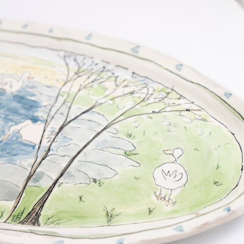 Large Ellipse Platter with Ducks in Pond from Donna McGee at Pinch in Northampton, MA