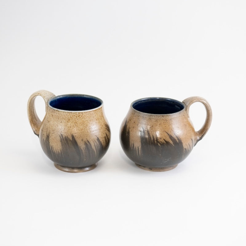 Round Bellied Mug in Black with Grass Pattern from Maya Machin at Pinch in Northampton, MA