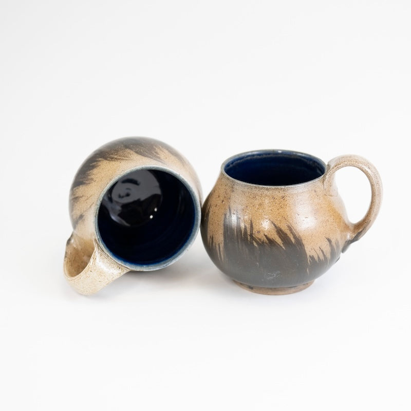 Round Bellied Mug in Black with Grass Pattern from Maya Machin at Pinch in Northampton, MA