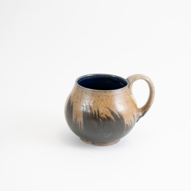 Round Bellied Mug in Black with Grass Pattern from Maya Machin at Pinch in Northampton, MA