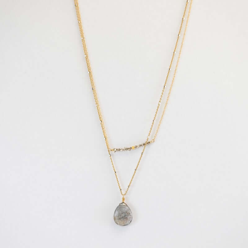 Moss Aquamarine and Herkimer Diamond Necklace from Hallie's Comet at Pinch in Northampton, MA