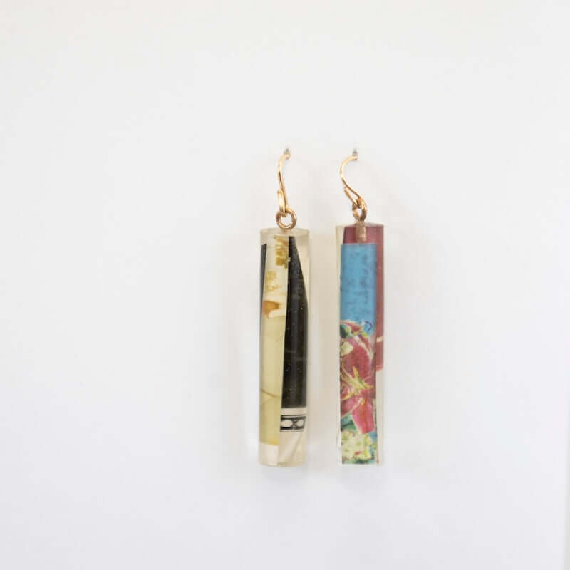 Earrings Collage Cylinder GF, from Jen Smith at Pinch in Northampton, MA