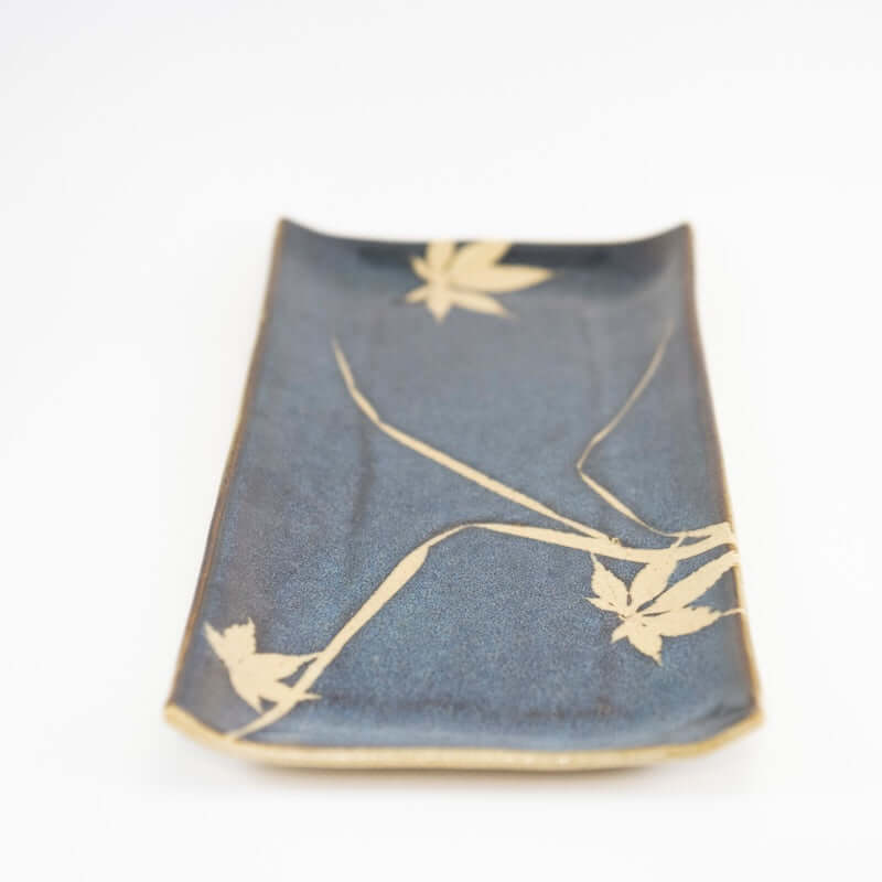 Medium Rectangle Platter in Dark Blue with Grass from Kaleidoscope Pottery at Pinch in Northampton, MA