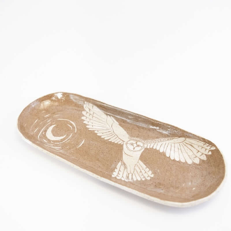 Platter with an Owl in White from Hillary Wilbur Ferro at Pinch in Northampton, MA