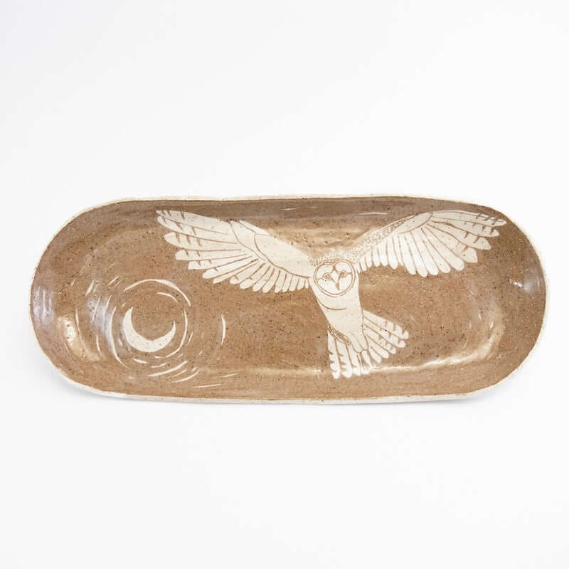 Platter with an Owl in White from Hillary Wilbur Ferro at Pinch in Northampton, MA