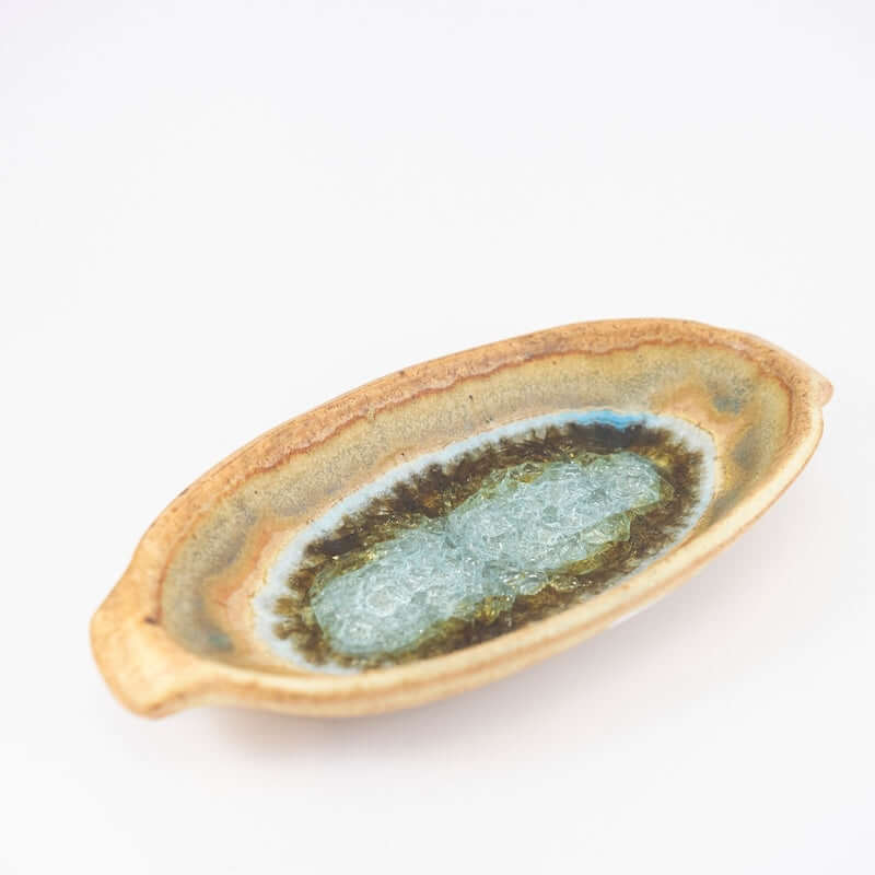 Butter Dish in Sienna with Accents Glaze from Dock 6 Pottery at Pinch in Northampton, MA